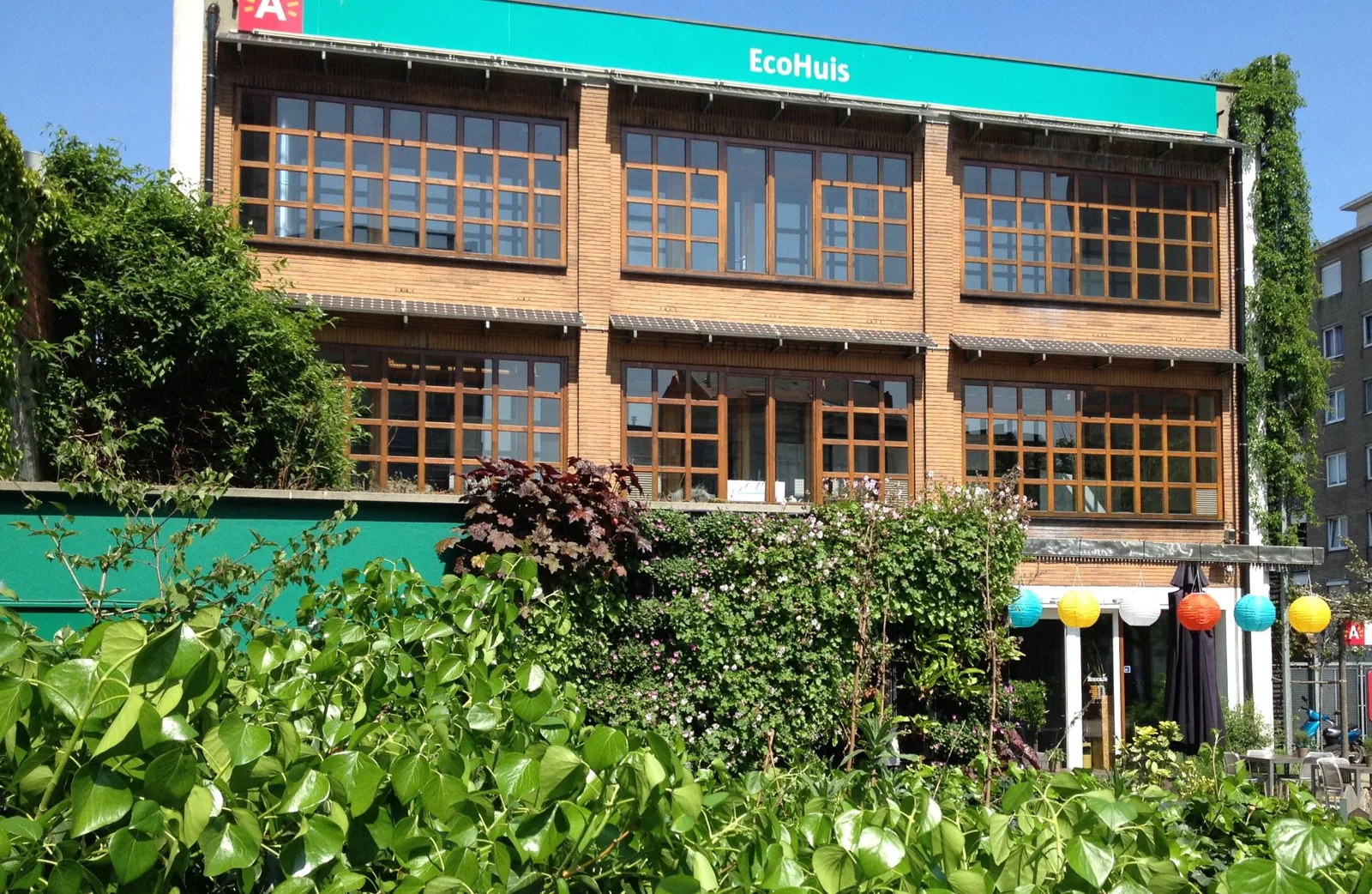 Groene muur aan achtergevel